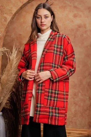 wholesale clothing multi flannel loose fit pocket open long jacket davi & dani