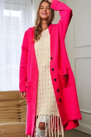 wholesale clothing multi checker hooded side slit button up cardigan davi & dani