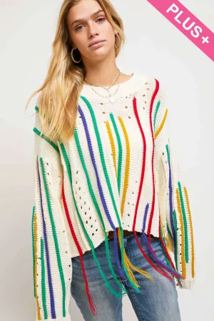 wholesale clothing plus stripe mixed textured sweater davi & dani
