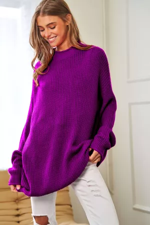 wholesale clothing solid mock neck long sleeve knit sweater top davi & dani