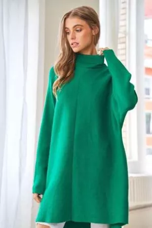 wholesale clothing solid turtle neck long sleeve loose fit sweater davi & dani