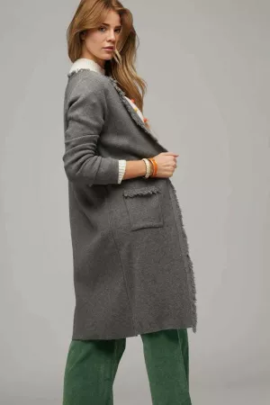 wholesale clothing solid long sleeve fringe coat pockets cardigan davi & dani
