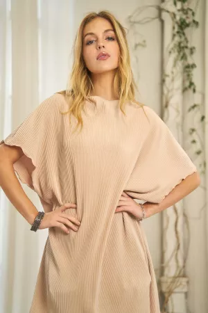 wholesale clothing stretchy pleated lettus hem ease relaxed tunic top davi & dani