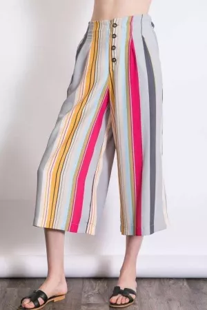 wholesale clothing vibrant bold stripe print cropped wide leg pants davi & dani