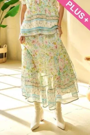 wholesale clothing plus ruffled textured chiffon maxi skirt davi & dani