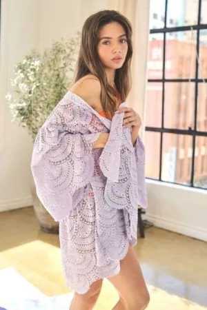 wholesale clothing crochet loose midi sleeve mesh cardigan kimono davi & dani