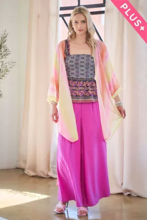 wholesale clothing plus ombre striped balloon sleeve kimono cover up davi & dani