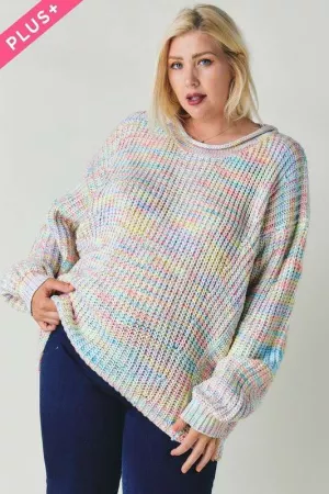 wholesale clothing plus multi color round neck long sleeve sweater davi & dani