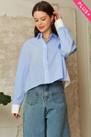 wholesale clothing plus mixed stripe combination button front shirt davi & dani