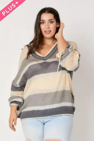 wholesale clothing plus multi color block v neck long sleeve sweater davi & dani