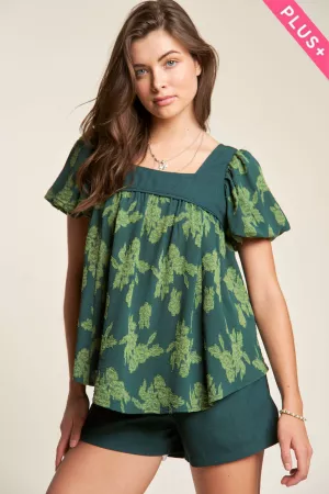 wholesale clothing plus nature square neck puff sleeve top blouse davi & dani