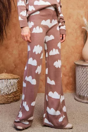 wholesale clothing cloud printed knitted pajama wide leg long pants davi & dani