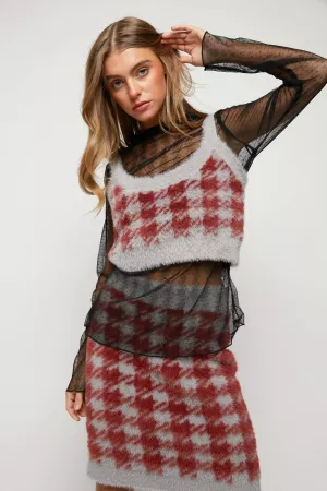 wholesale clothing plaid round neck sleeveless top skirt set davi & dani