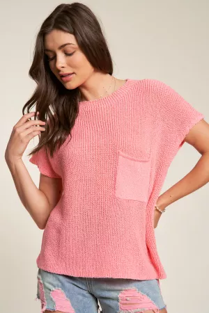 wholesale clothing solid vest mock neck short sleeve knit top davi & dani
