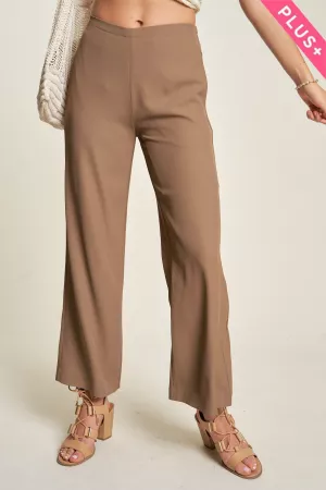 wholesale clothing plus solid knit high-waist straight pull up pants davi & dani