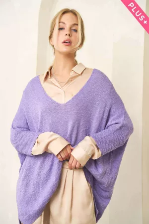 wholesale clothing plus wide neck cable pattern accent sweater top davi & dani