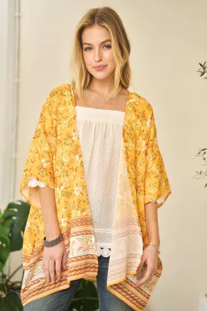 wholesale clothing floral printed short sleeve loose fit kimono davi & dani