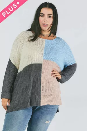 wholesale clothing plus color block cozy thick knit oversized sweater davi & dani
