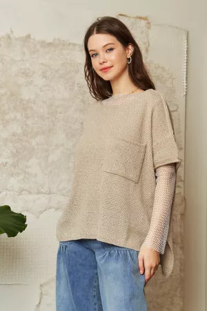 wholesale clothing solid sequin short sleeve light weight sweater top davi & dani