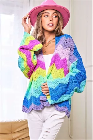 wholesale clothing plus rainbow multi color knit sweater cardigan davi & dani