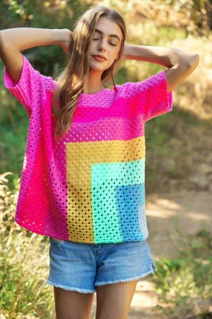 wholesale clothing multi color blocked open sweater cover up top davi & dani
