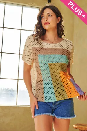 wholesale clothing plus multi color blocked sweater cover up top davi & dani