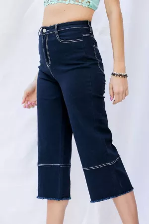 wholesale clothing contrast stitch accent cropped wide leg pants davi & dani