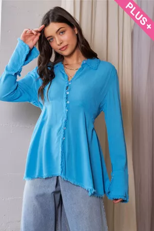 wholesale clothing plus solid open back waist babydoll shirt top davi & dani