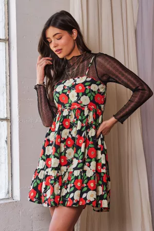 wholesale clothing retro floral scalloped cut-out back mini sundress davi & dani
