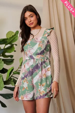 wholesale clothing plus floral printed square neck mini romper davi & dani