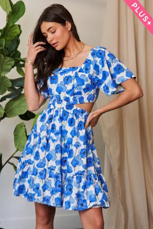 wholesale clothing plus floral printed square neck waist dress davi & dani