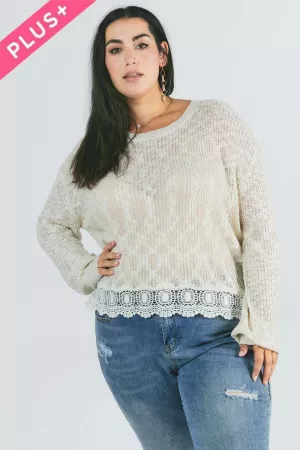 wholesale clothing plus solid round neck long sleeve knit sweater davi & dani