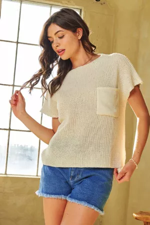 wholesale clothing sequin mock neck short sleeve knit sweater vest davi & dani