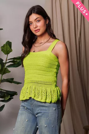 wholesale clothing plus crochet line cross back straps peplum top davi & dani