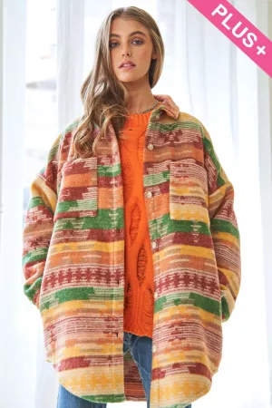 wholesale clothing plus multi color aztec pattern button down jacket davi & dani