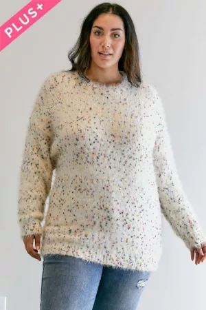 wholesale clothing plus multi color polak dot trim oversized sweater davi & dani