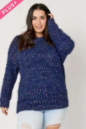 wholesale clothing plus multi color polak dot trim oversized sweater davi & dani