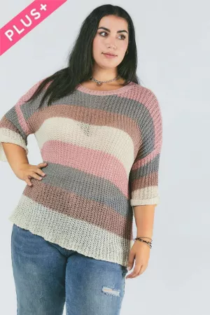 wholesale clothing plus colorblock stripe thick cozy knit sweater davi & dani