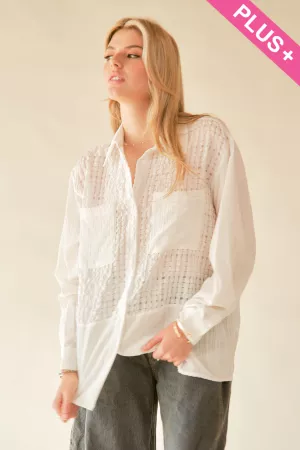 wholesale clothing plus jacquard checker button down shirt top davi & dani