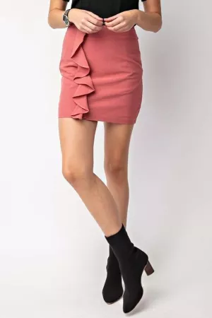 wholesale clothing cascade ruffle detailed mini bodycon skirt davi & dani