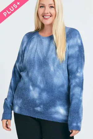 wholesale clothing plus deep tie dyed long sleeve knit sweater davi & dani