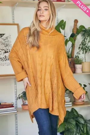 wholesale clothing plus solid turtle neck long sleeve knit sweater davi & dani