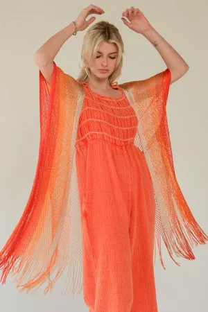 wholesale clothing mesh tessel 1/2 sleeve loose fit kimono cover up davi & dani