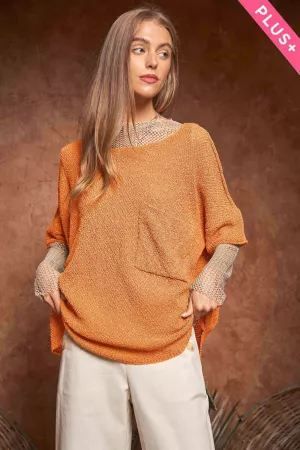wholesale clothing plus solid round neck short sleeve loose sweater davi & dani