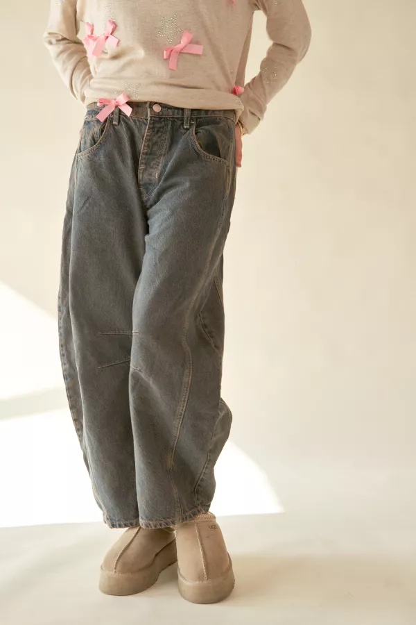 wholesale clothing patch pocket wide leg culotte denim pants jeans davi & dani