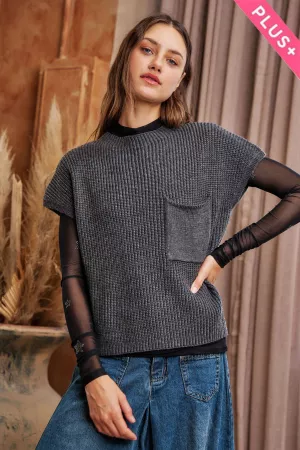 wholesale clothing plus mock neck cap short sleeve knit sweater tops davi & dani