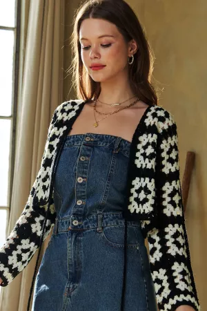 wholesale clothing lightweight crochet granny square open cardigan davi & dani