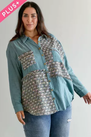 wholesale clothing plus mulit printed chest pocket button down shirt davi & dani