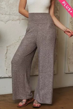 wholesale clothing plus foil wide leg textured stretch long pants davi & dani