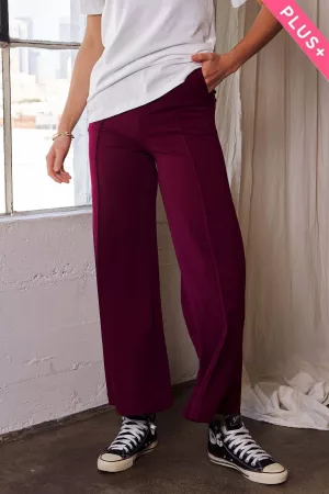 wholesale clothing plus solid wide pocket belted button detail pants davi & dani